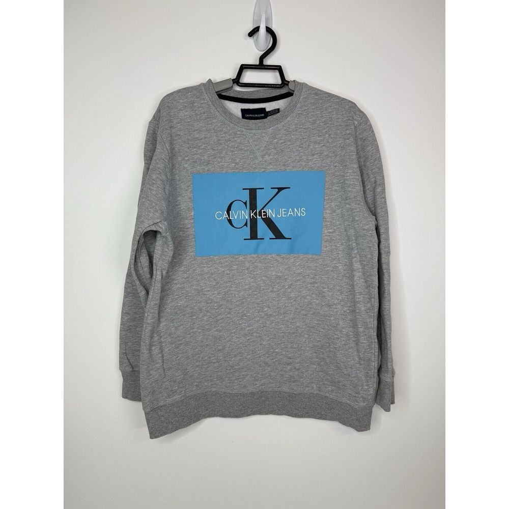 Calvin Klein Sweatshirt Youth L/G (14/16) Logo Pullover Crewneck Logo Gray